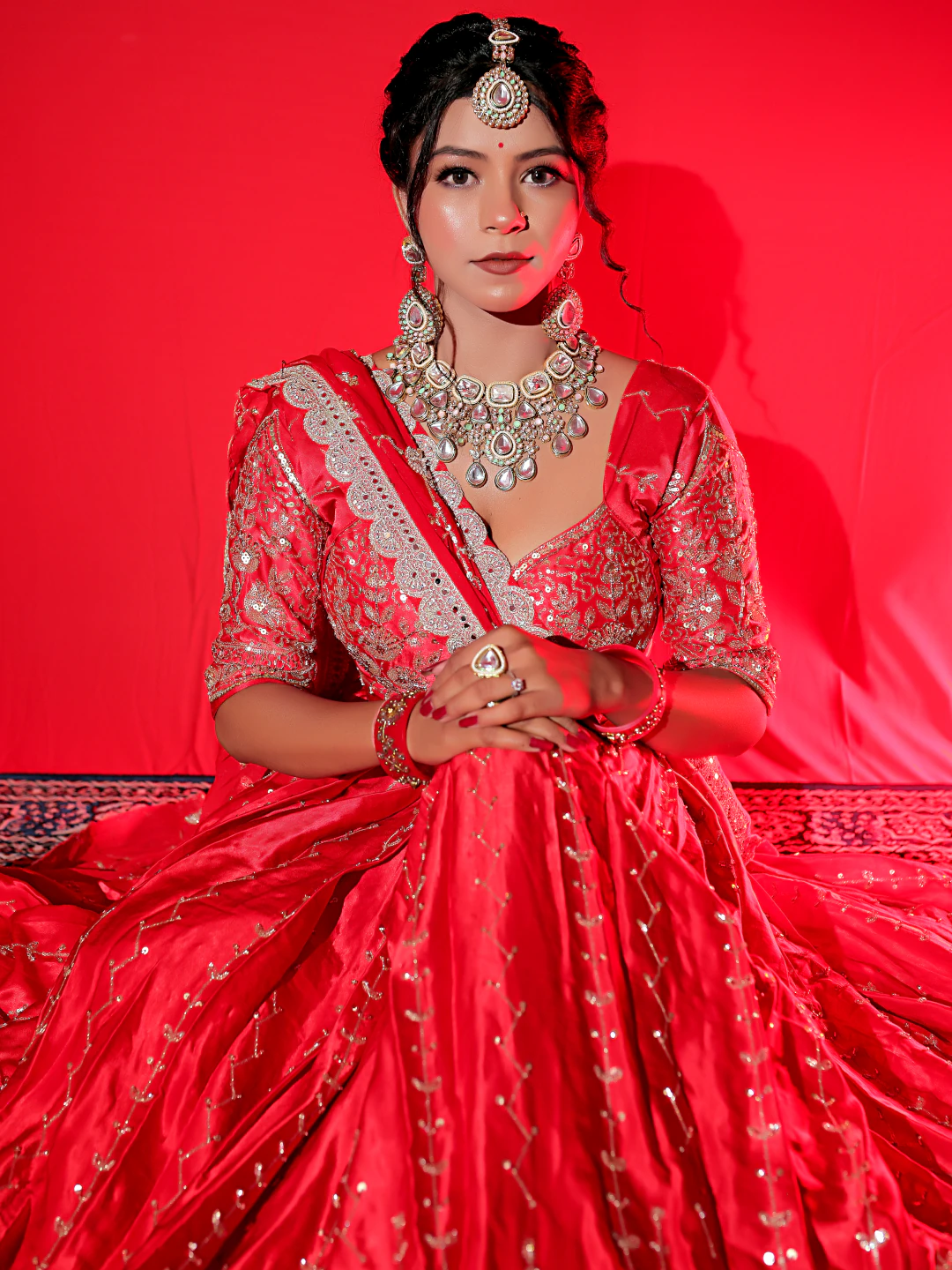 Red Rose Bridal Lehenga Set