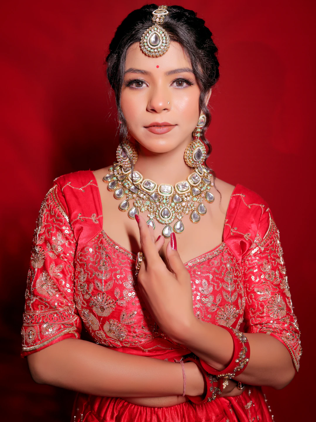 Red Rose Bridal Lehenga Set