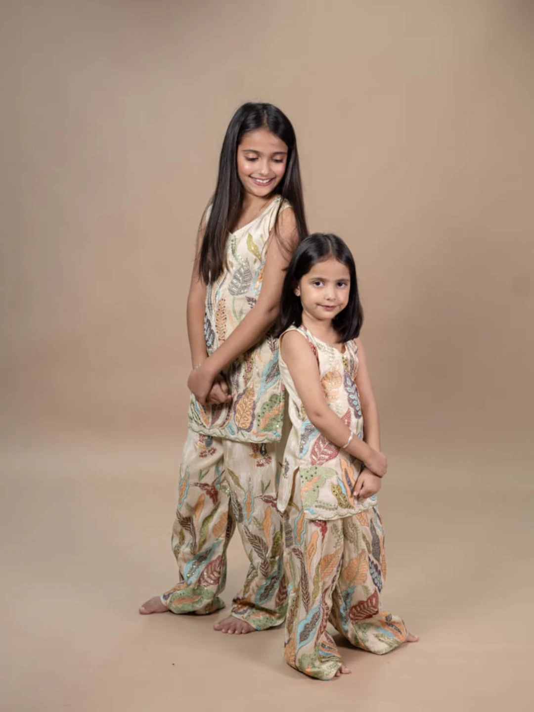 Ethereal Beige Multicolor Embroidered Kurti Set