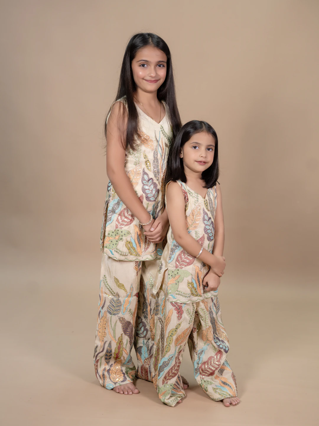 Ethereal Beige Multicolor Embroidered Kurti Set