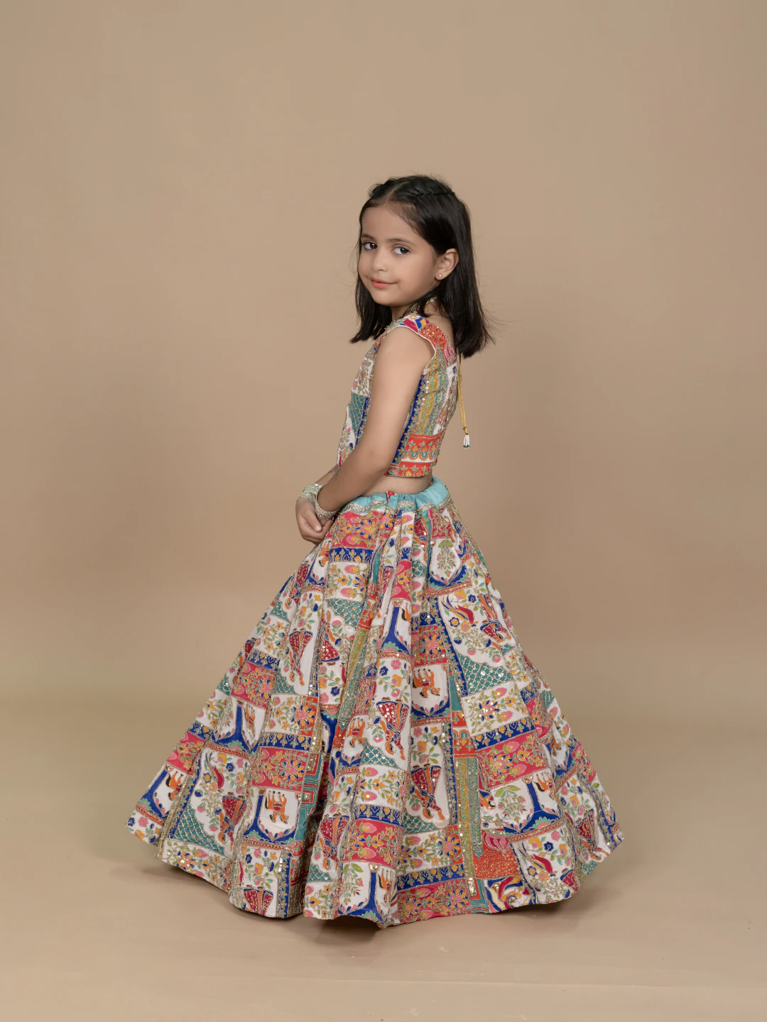 Multicolour Kids Traditional Lehenga Choli
