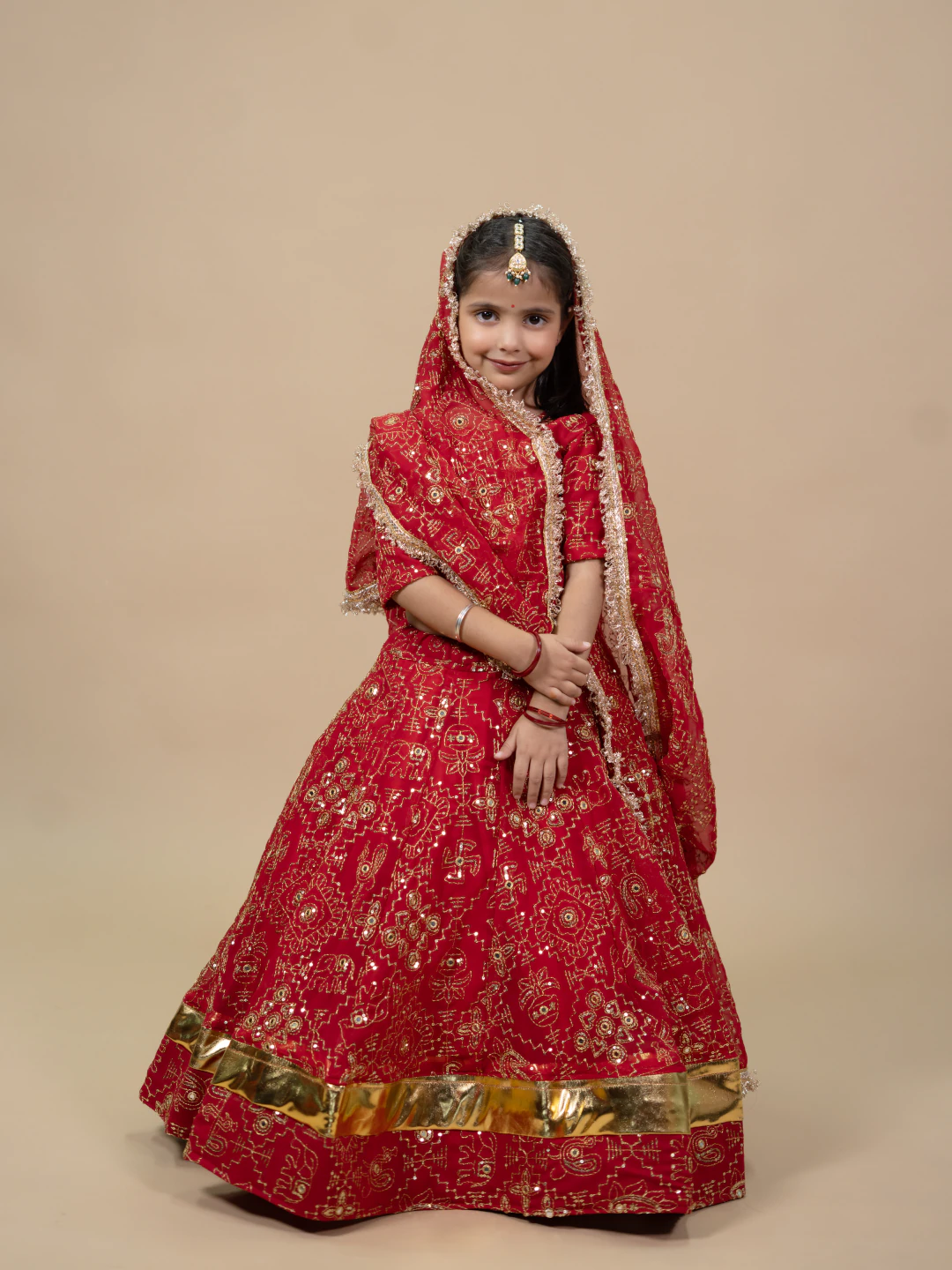 Little Grace Kids Red Lehenga Set
