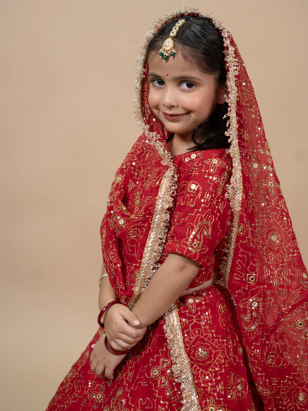 Little Grace Kids Red Lehenga Set