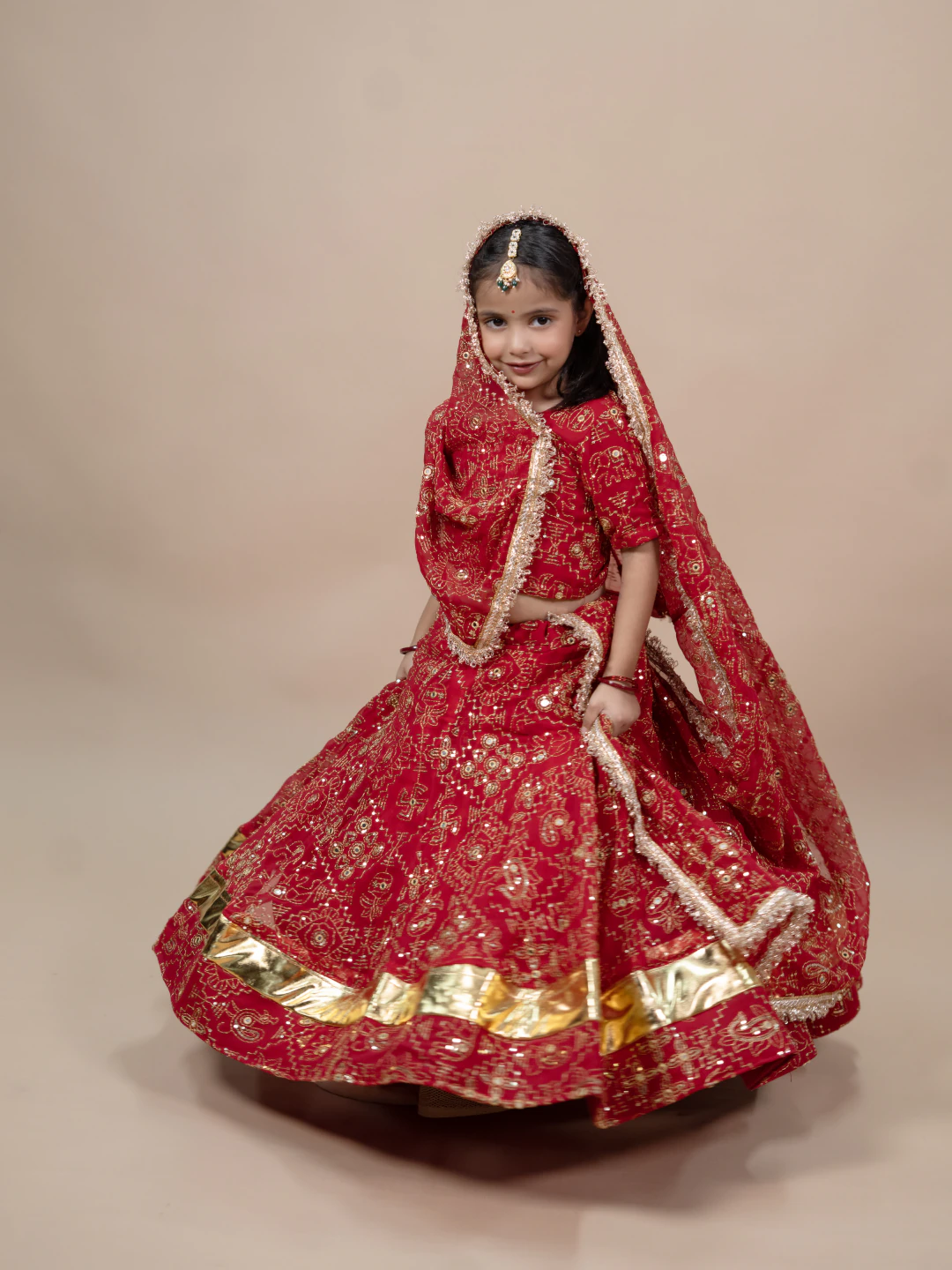 Little Grace Kids Red Lehenga Set