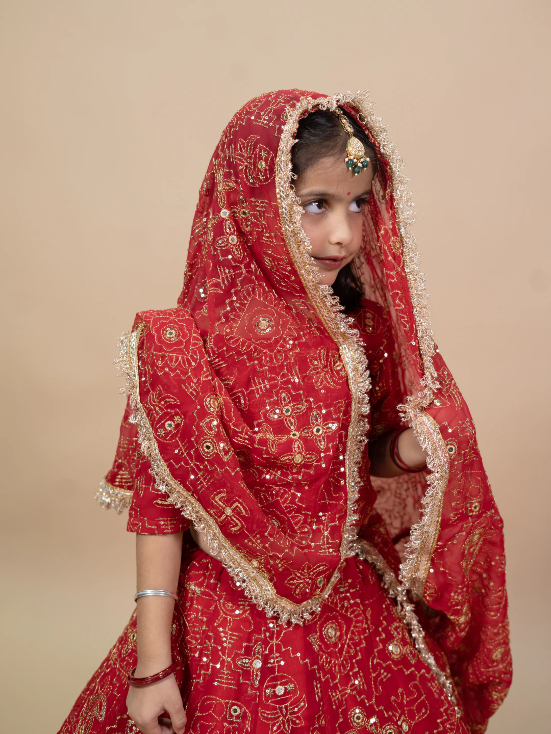 Little Grace Kids Red Lehenga Set