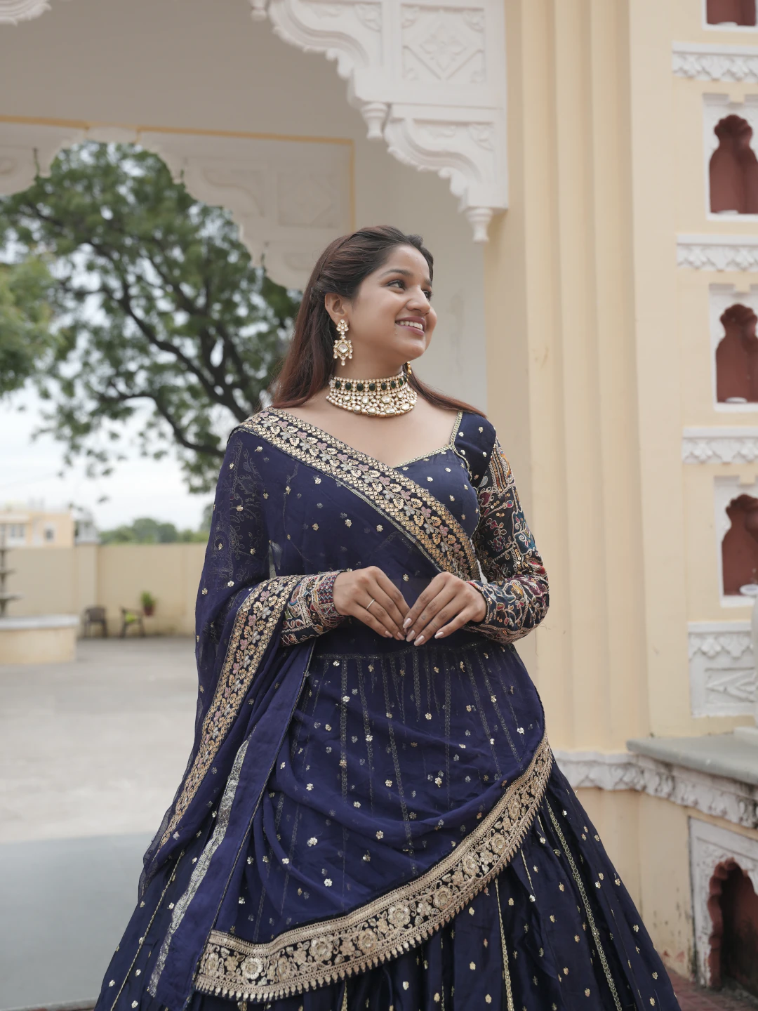 Elegant Navy Blue Lehenga Bridal set
