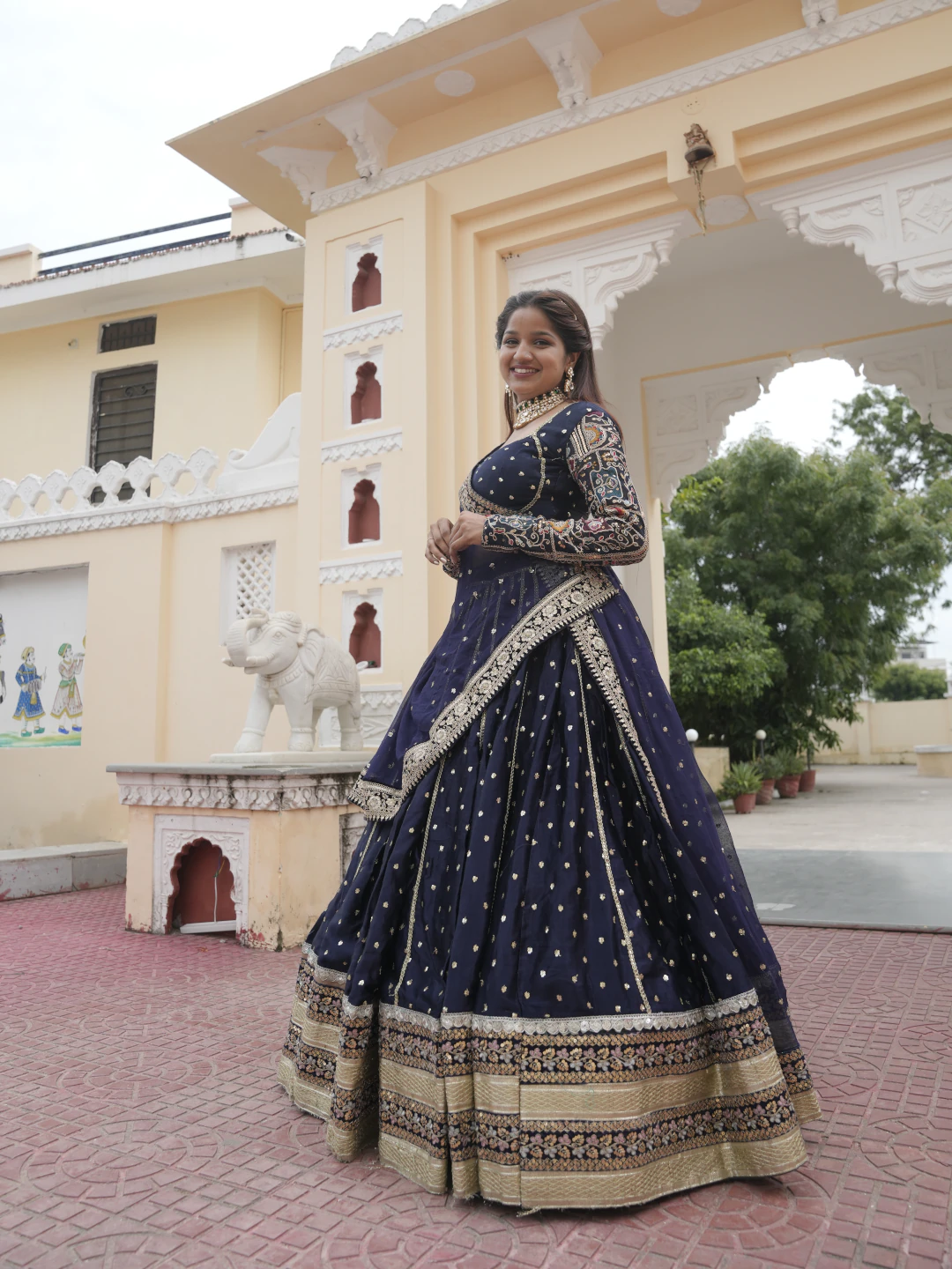 Elegant Navy Blue Lehenga Bridal set