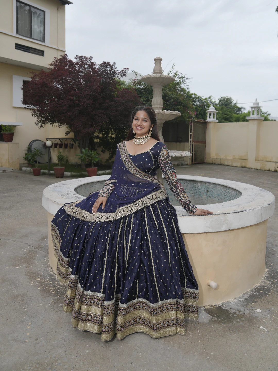 Elegant Navy Blue Lehenga Bridal set