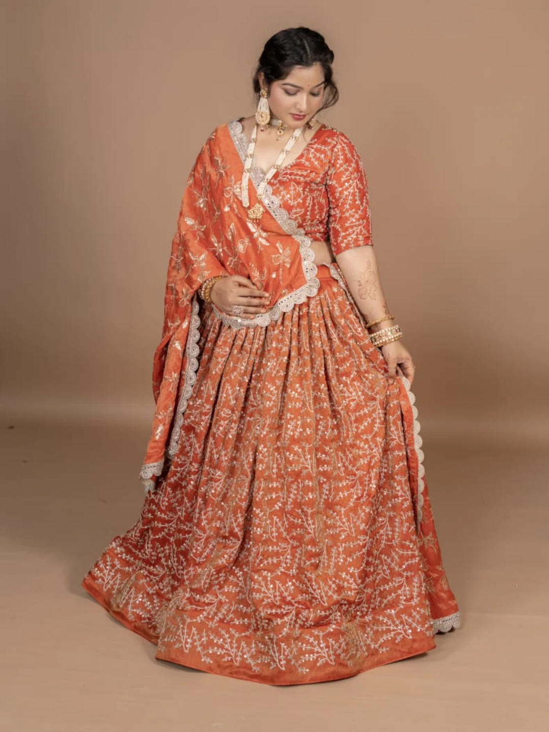 Orange Traditional Lehenga Set