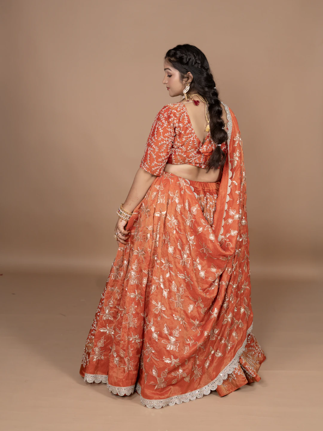 Orange Traditional Lehenga Set