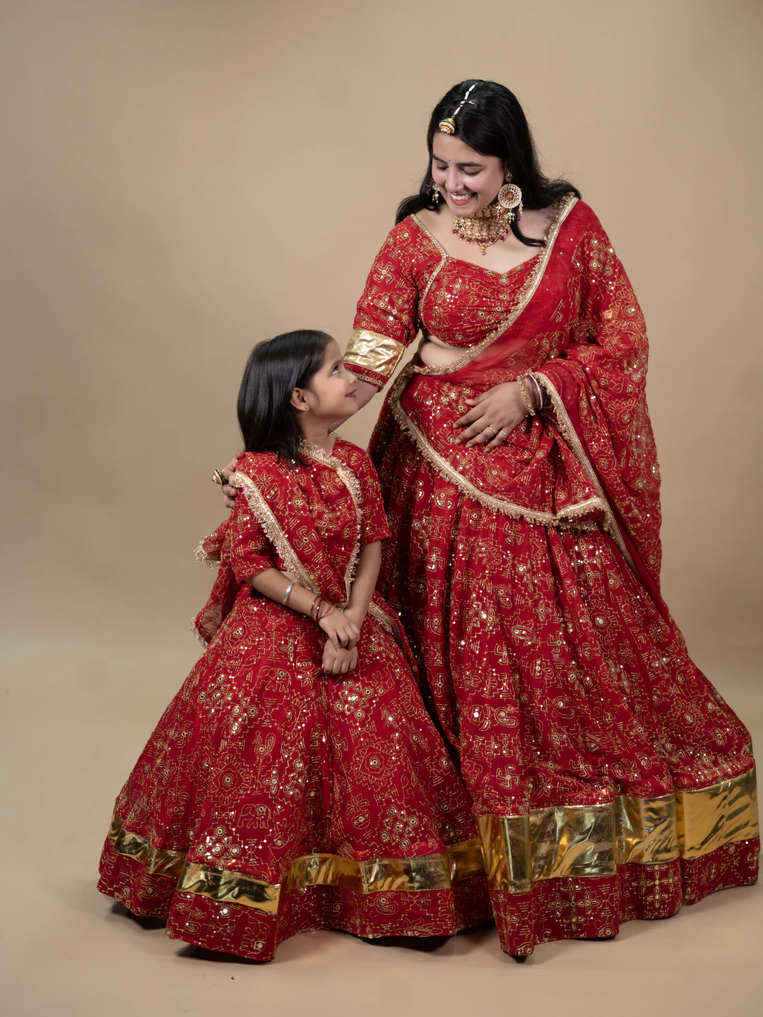 Red Dress Mother Daughter Combo Set
