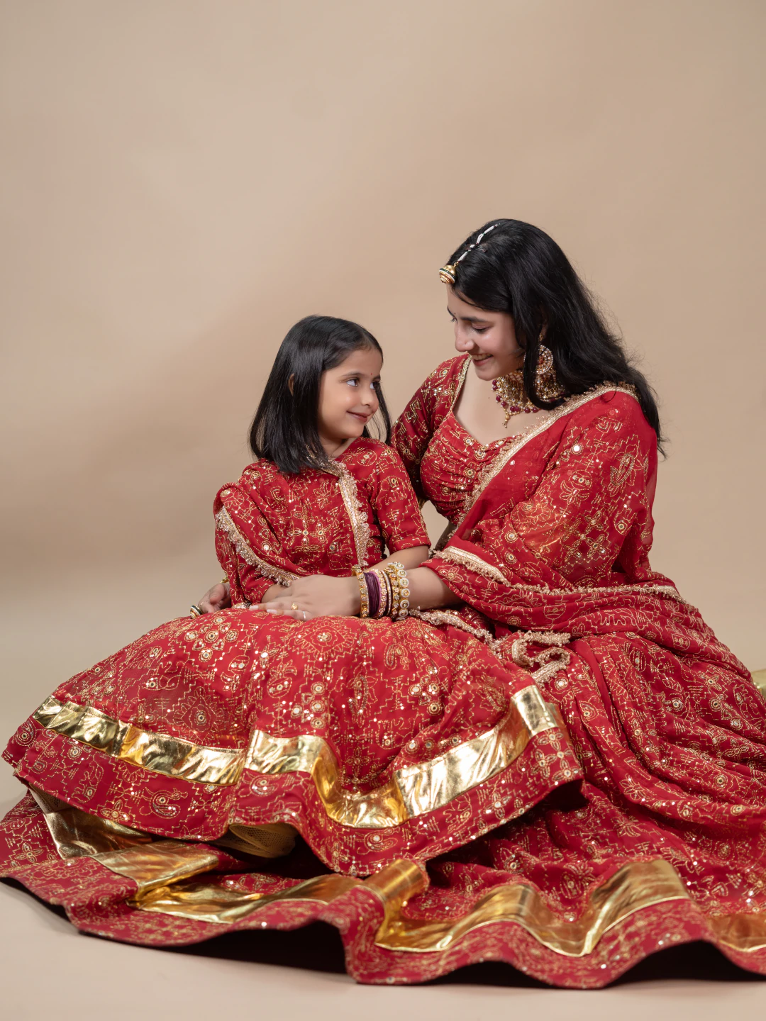 Red Dress Mother Daughter Combo Set