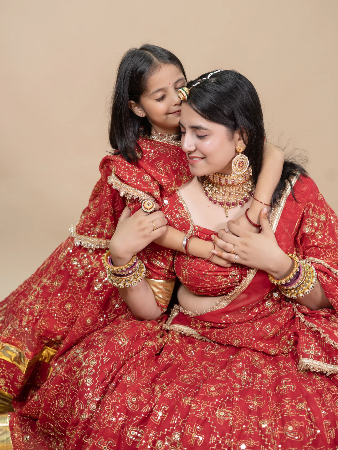 Red Dress Mother Daughter Combo Set