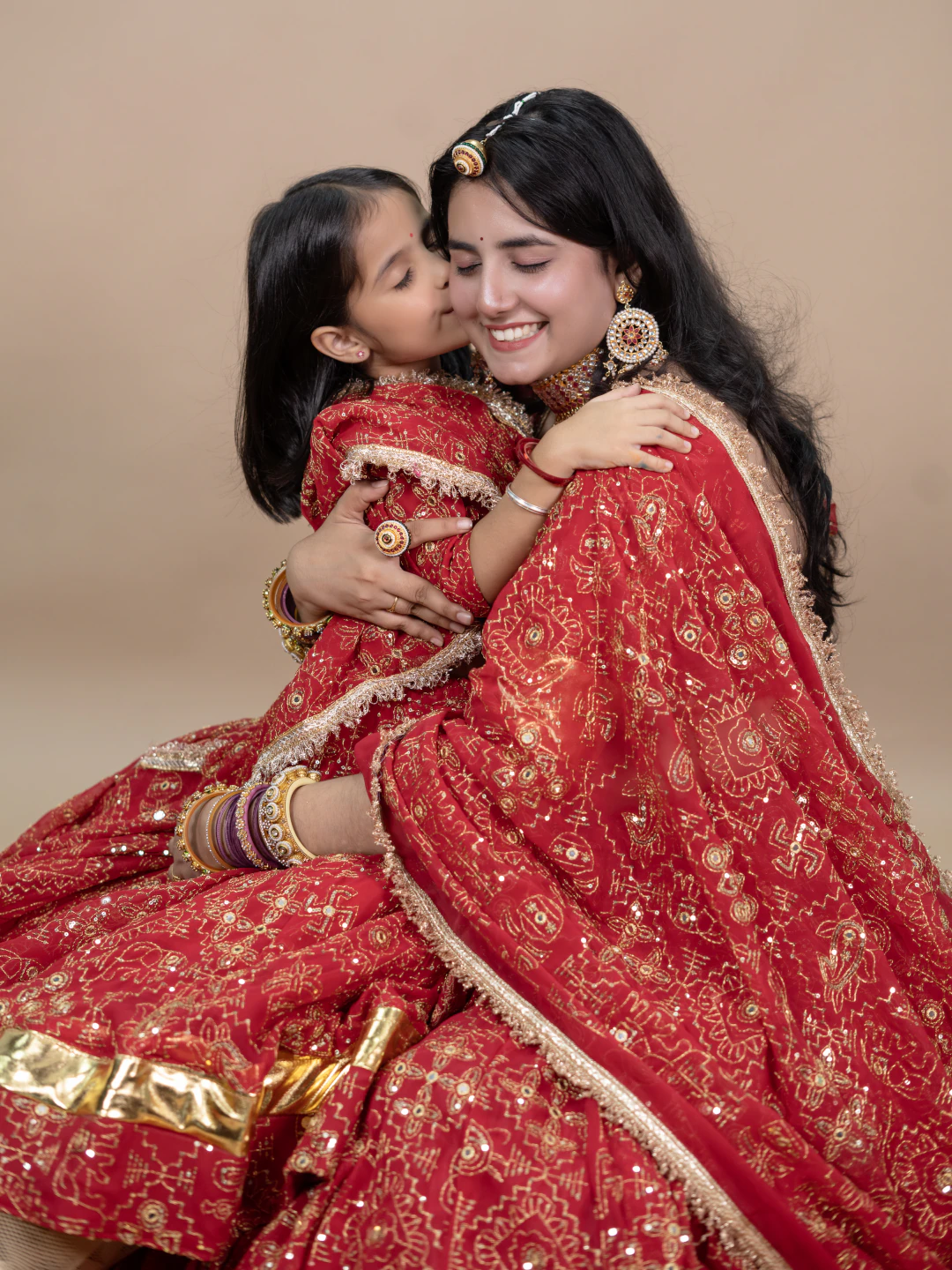 Red Dress Mother Daughter Combo Set