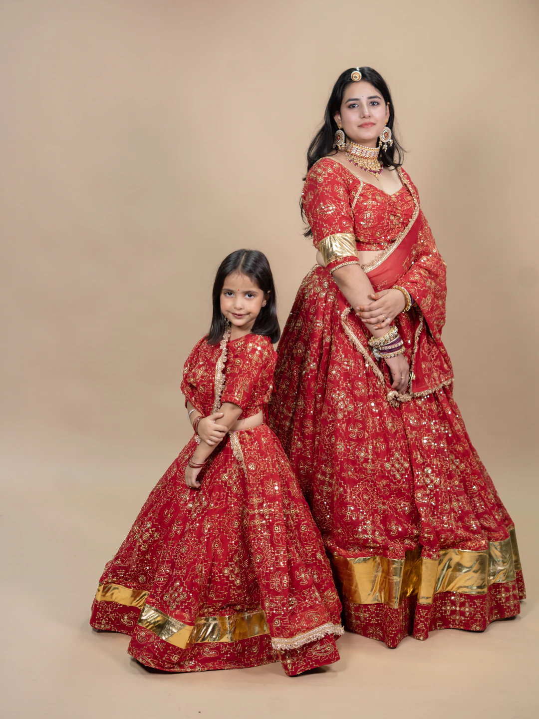 Red Dress Mother Daughter Combo Set