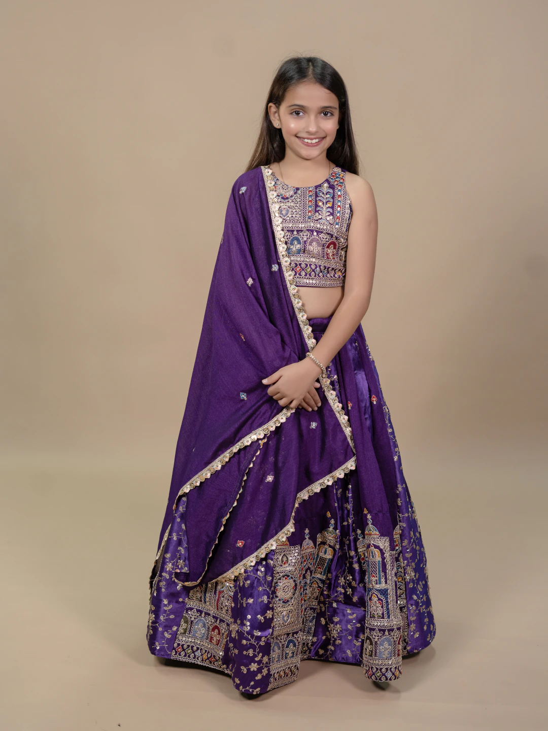 Royal Purple Kids Lahenga