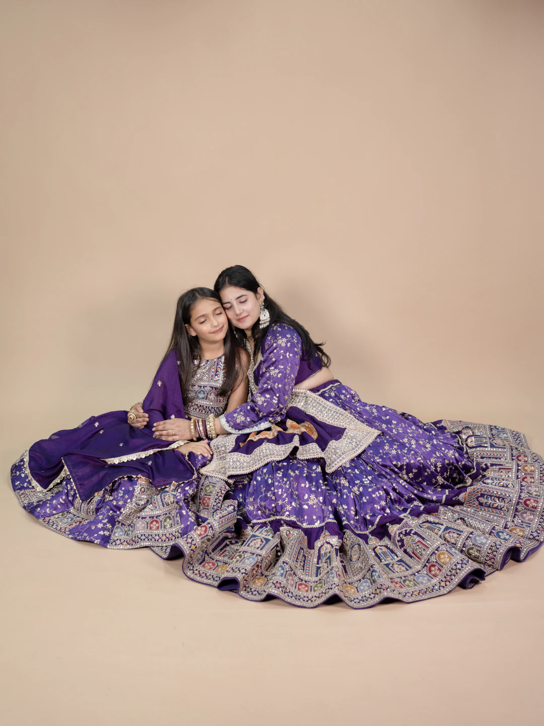 Royal Purple Mother Daughter Lahenga Set