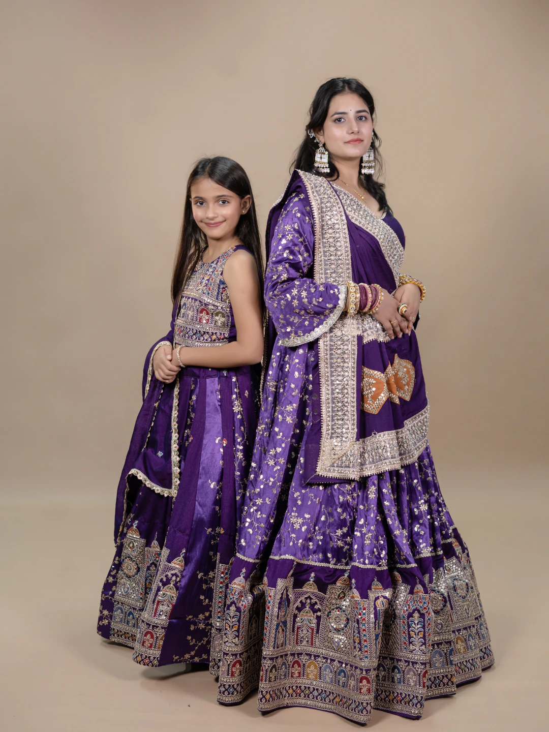 Royal Purple Mother Daughter Lahenga Set