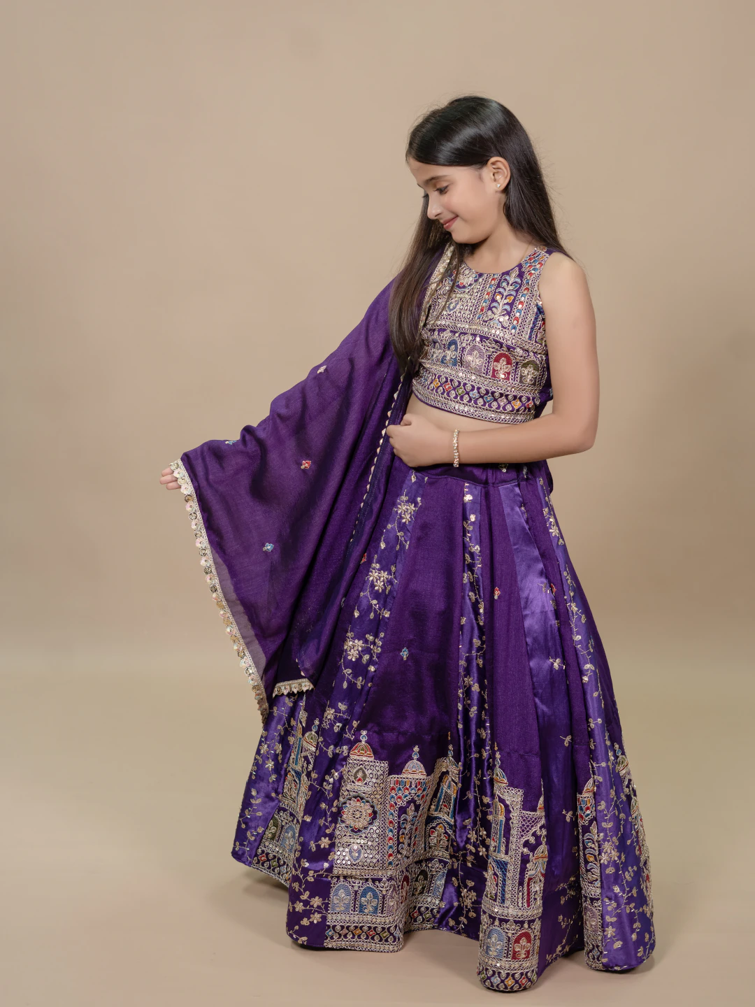 Royal Purple Kids Lahenga