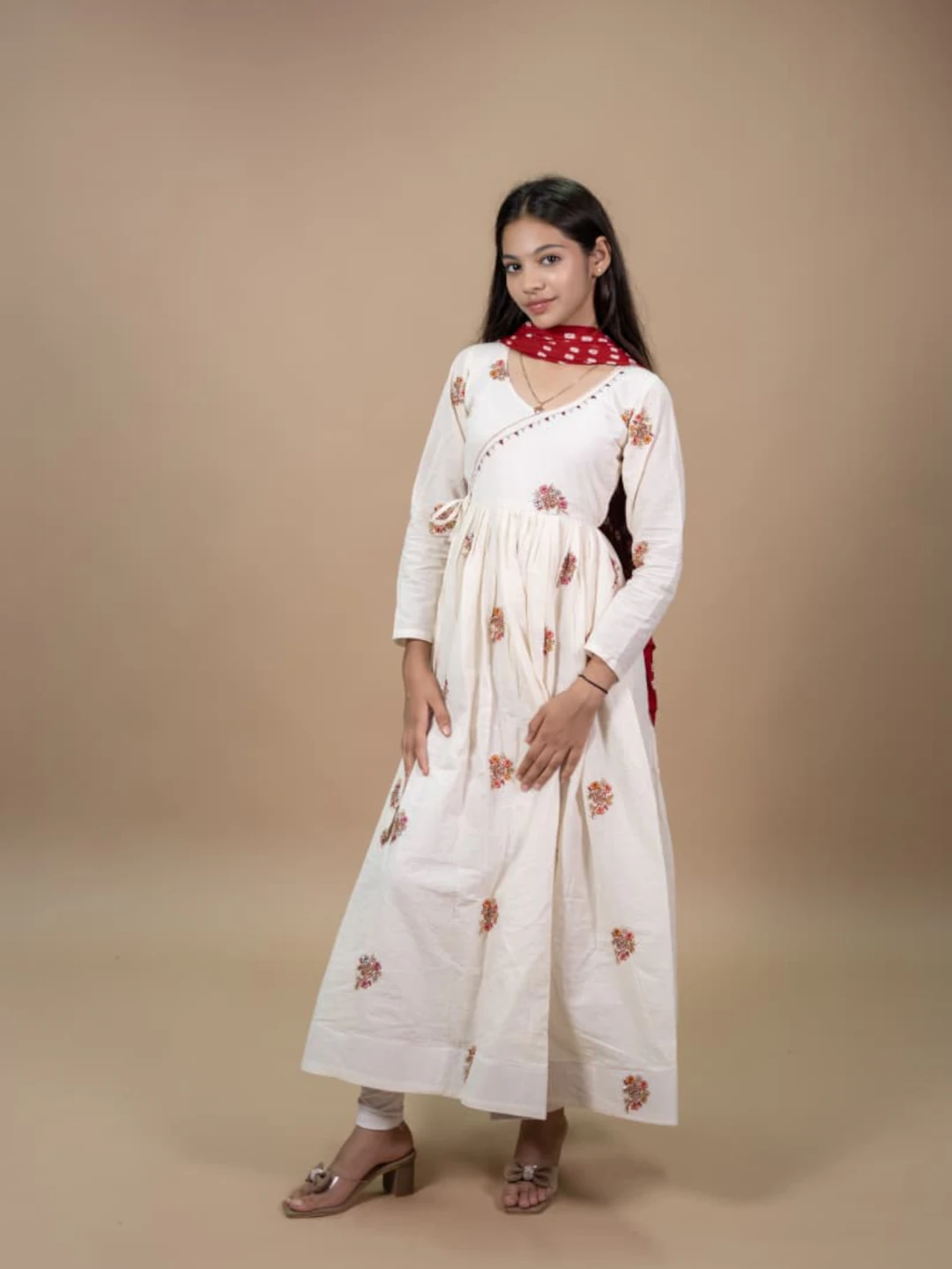Elegant White Anarkali Kurti Set