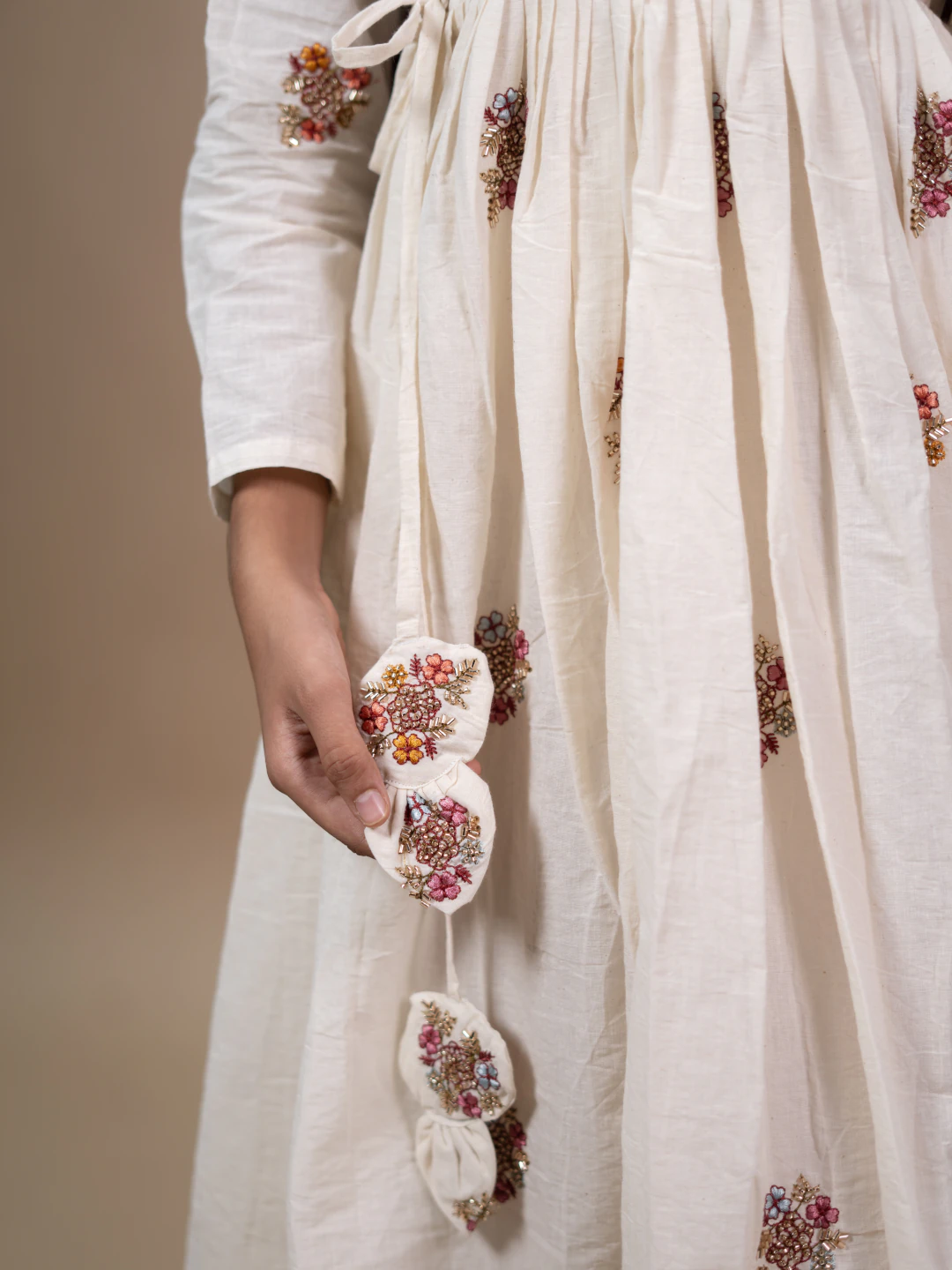 Elegant White Anarkali Kurti Set